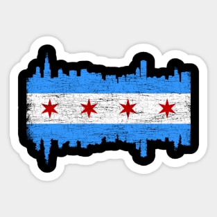 Chicago City Flag Skyline Vintage Retro Sticker